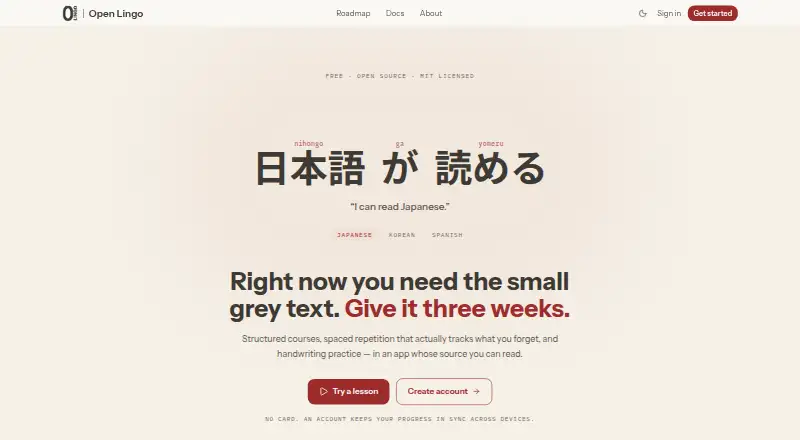 Open Lingo's own site