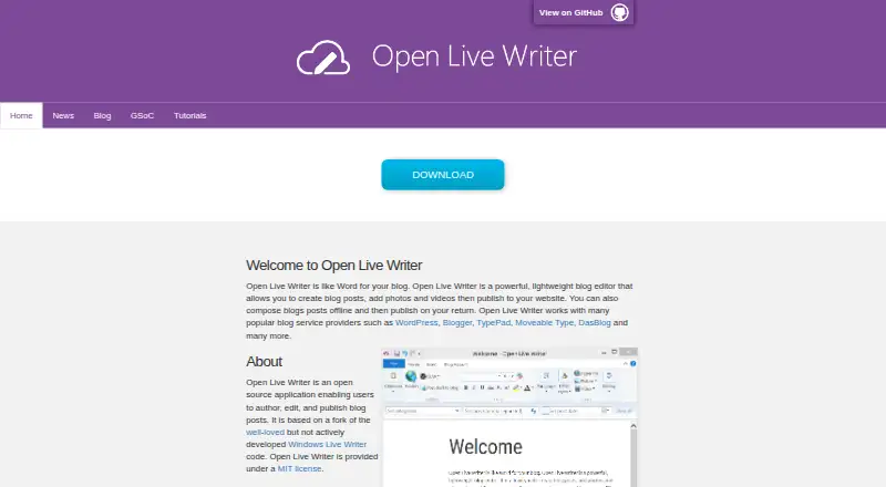 Open Live Writer's own site