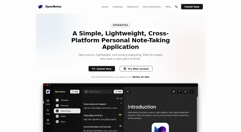 OpenNotas's own site