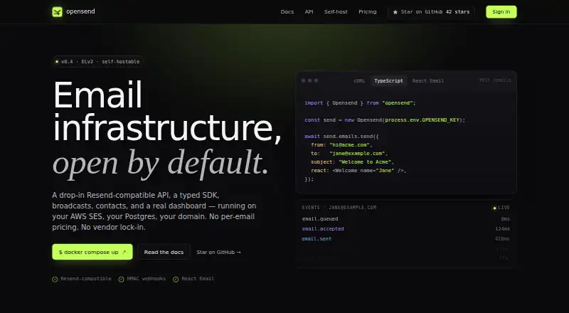 OpenSend's own site
