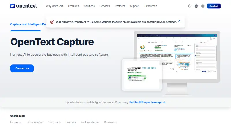 OpenText Intelligent Capture's own site
