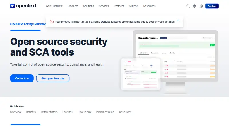 OpenText Fortify Software Composition Analysis's own site