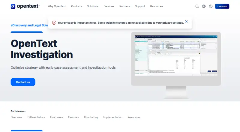 OpenText Investigation's own site