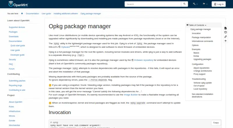 opkg's own site