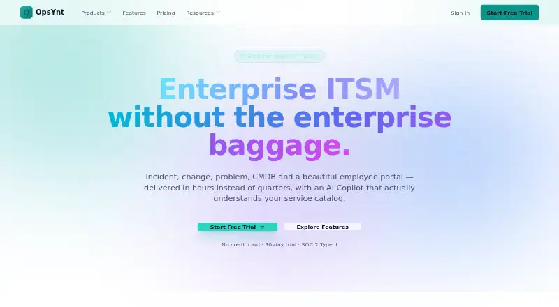 OpsYnt ITSM's own site