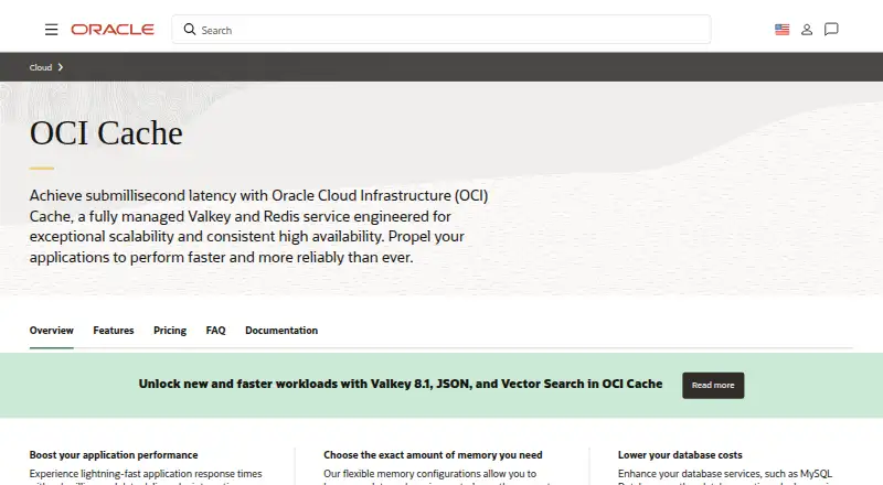 Oracle Cloud Infrastructure Cache's own site