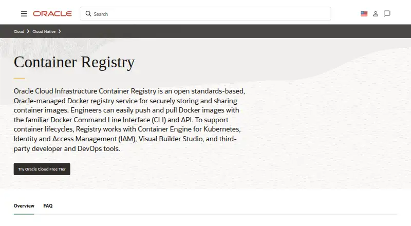 Oracle Cloud Infrastructure Registry's own site