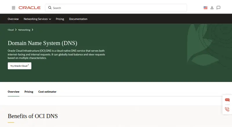 Oracle Cloud Infrastructure DNS's own site