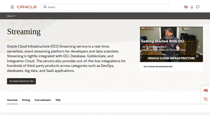 Oracle Cloud Infrastructure Streaming's own site