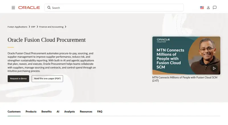 Oracle Fusion Cloud Procurement's own site