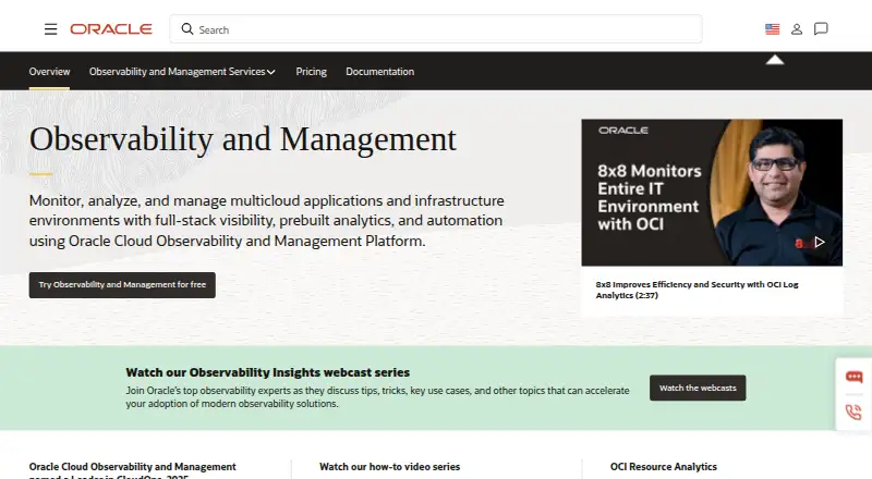Oracle Cloud Observability and Management Platform's own site