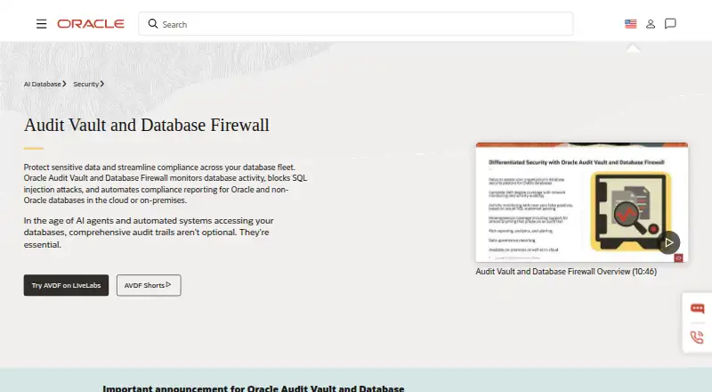 Oracle Data Safe's own site
