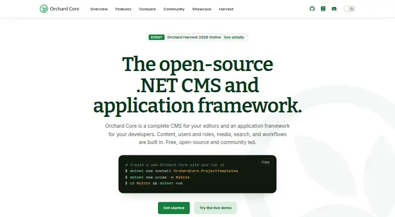 Orchard Core's own site