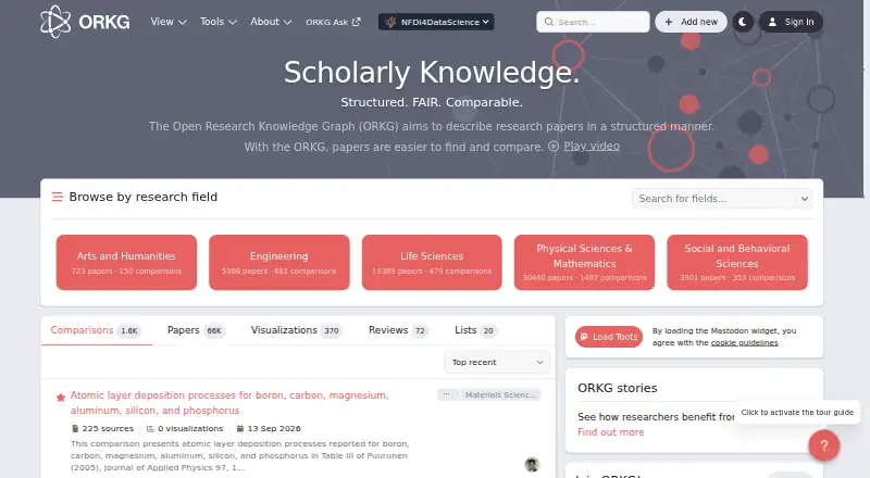 Open Research Knowledge Graph's own site