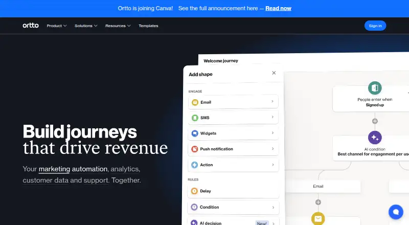 Ortto's own site