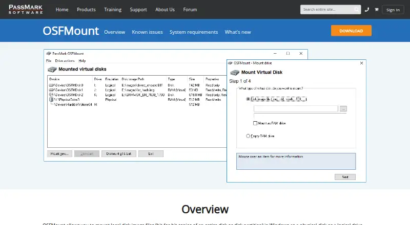OSFMount's own site