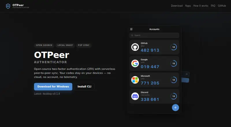 OTPeer Authenticator's own site