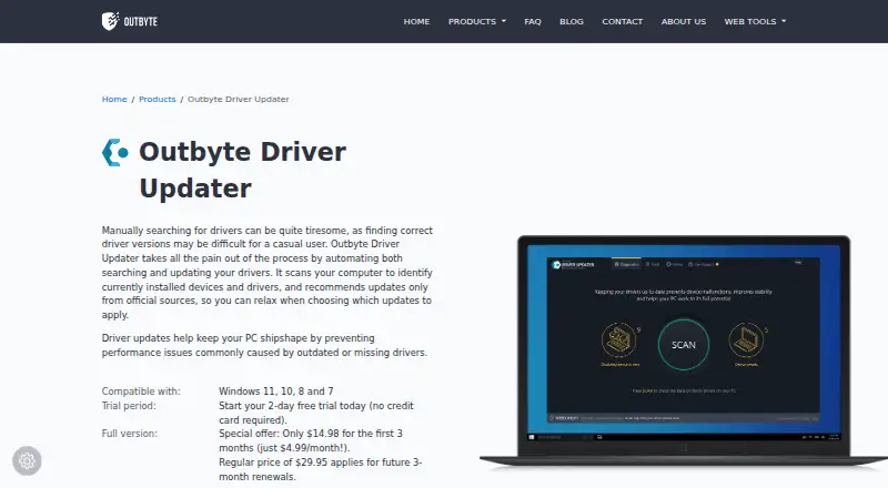Outbyte Driver Updater's own site