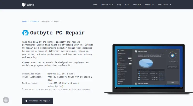 Outbyte PC Repair's own site