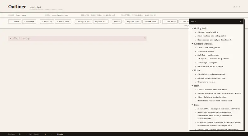 Outliner's own site