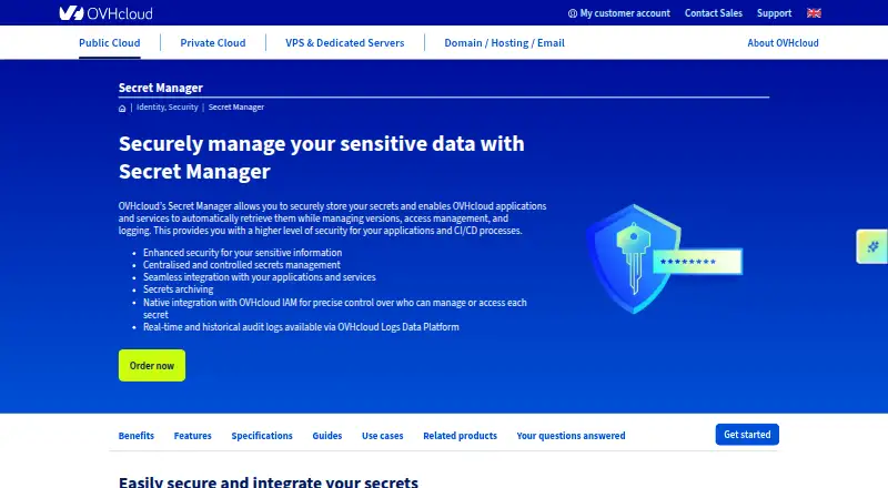 OVHcloud Secret Manager's own site