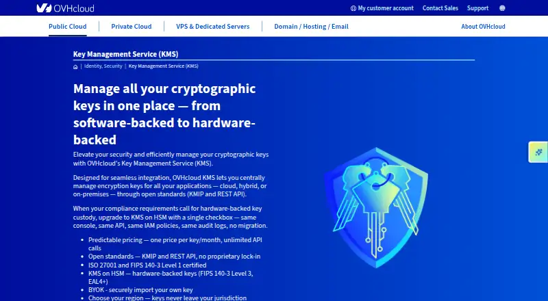 OVHcloud Key Management Service's own site