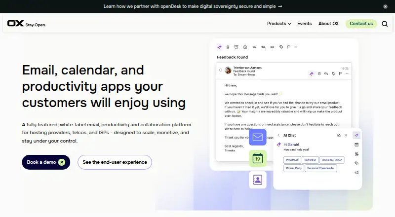 Open-Xchange App Suite's own site