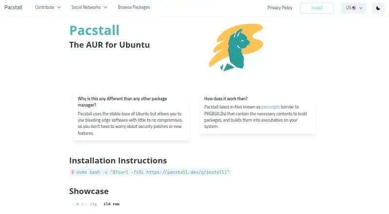 Pacstall's own site