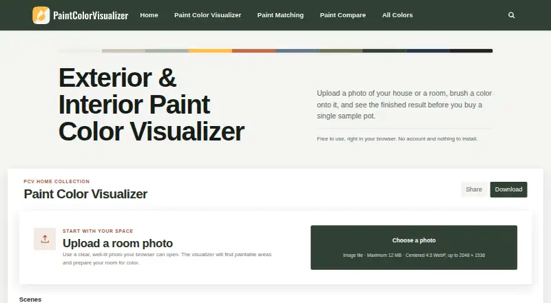 Paint Color Visualizer's own site