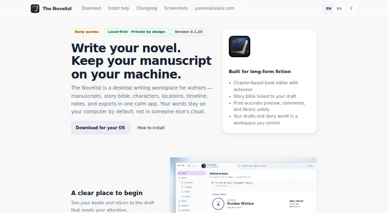 The Novelist's own site