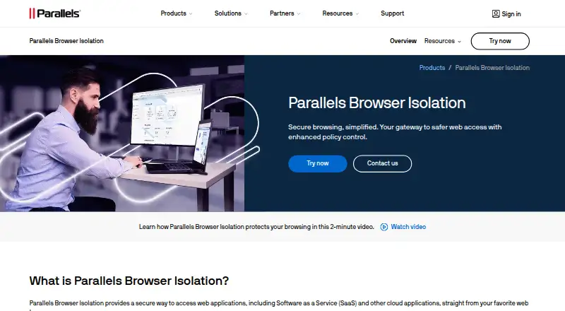 Parallels Browser Isolation's own site