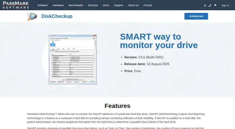 PassMark DiskCheckup's own site