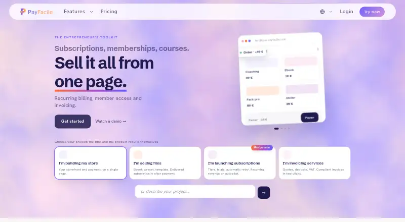 PayFacile's own site
