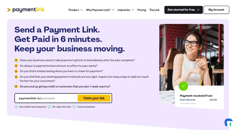 Payment Link's own site