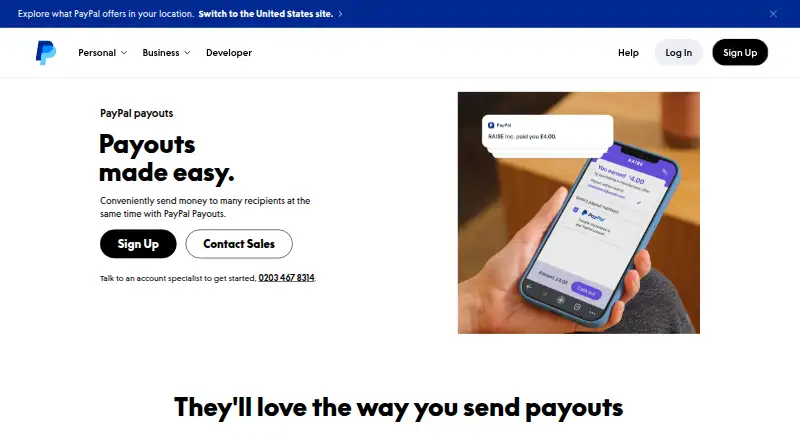 PayPal Payouts's own site