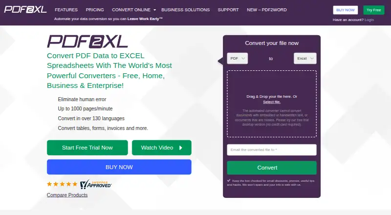 PDF2XL's own site