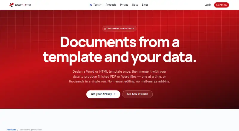 PDF4me Document Generation's own site