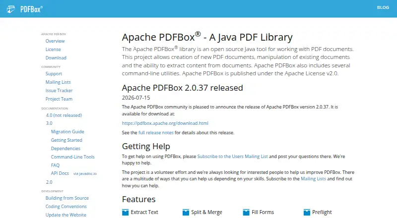 Apache PDFBox's own site