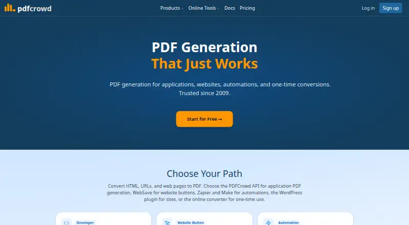 PDFCrowd API's own site