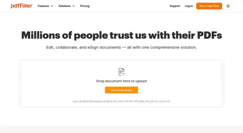 pdfFiller's own site