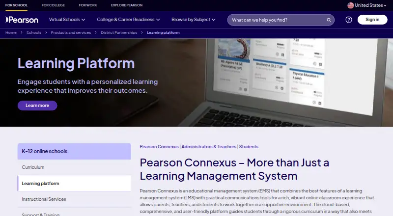Pearson Connexus's own site