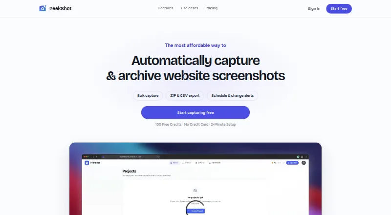 PeekShot's own site