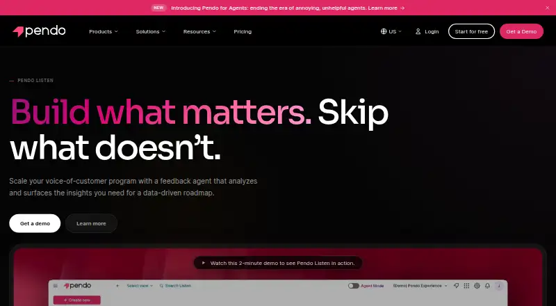 Pendo Listen's own site