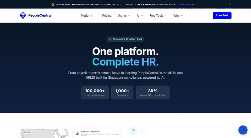 PeopleCentral HRMS's own site