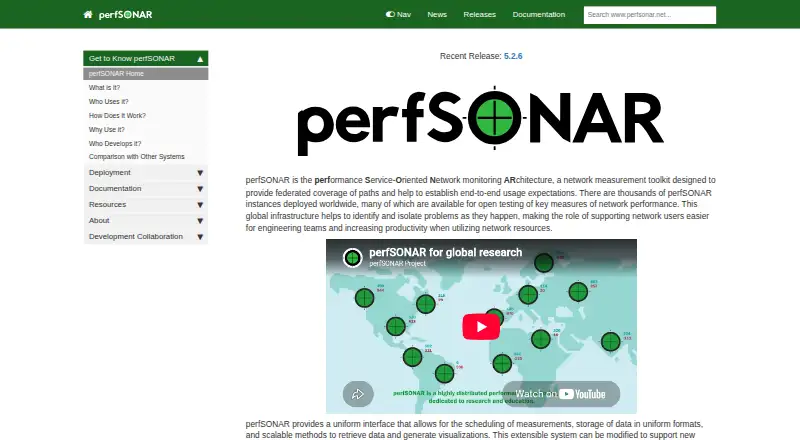 The perfSONAR homepage