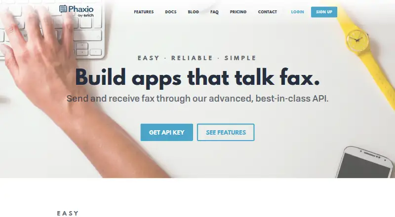 Phaxio's own site
