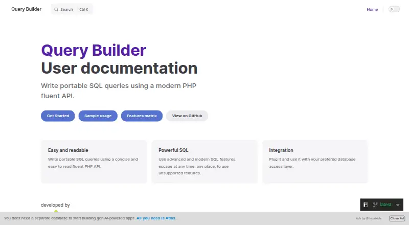 PHP Query Builder's own site