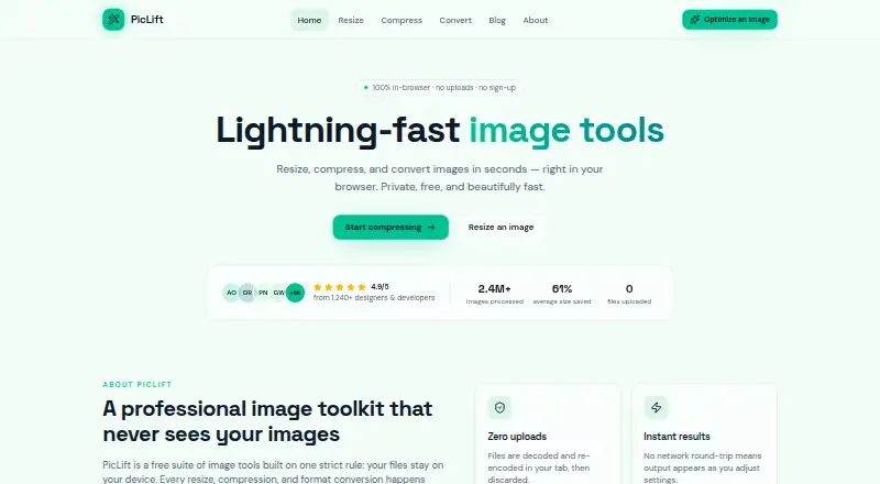 PicLift's own site