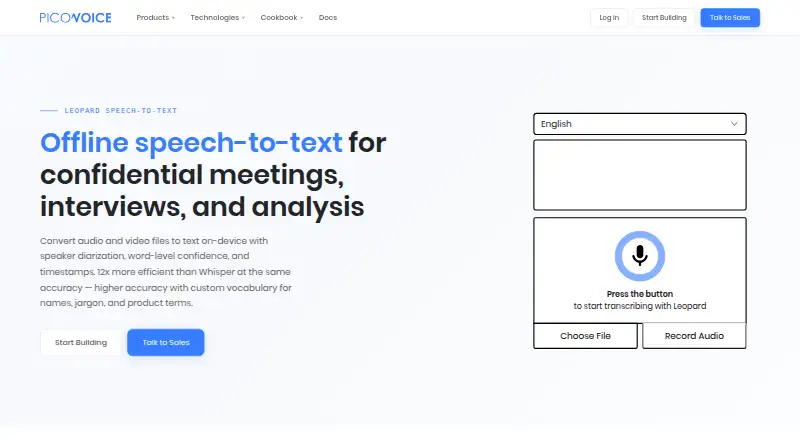 Picovoice Leopard's own site
