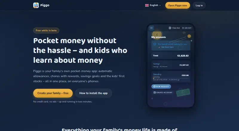 The Piggo homepage